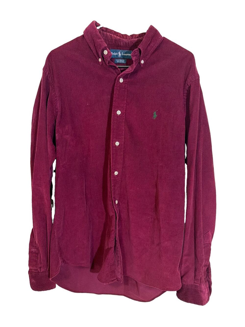 Polo Ralph Lauren Shirt Mens Large Maroon Corduroy Pony Button Down Long Sleeve